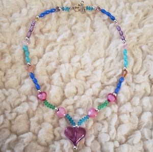 Beaded Heart Pendant Necklace